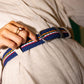 Woven Belt Orange / Burgundy Fine Stripe Medium
