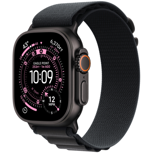 Apple Watch Ultra 3 GPS + Cellular 49mm Black Titanium Case with Black Alpine Loop - Large,Model A3281