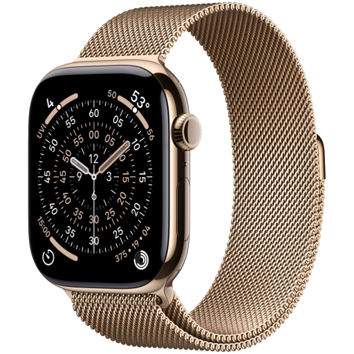 Apple Watch Series 11 GPS + Cellular 46mm Gold Titanium Case with Gold Milanese Loop - S/M,Model A3337