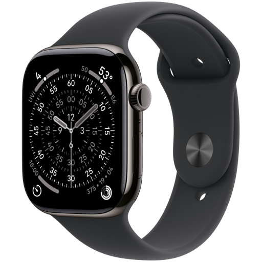 Apple Watch Series 11 GPS + Cellular 46mm Slate Titanium Case with Black Sport Band - S/M,Model A3337