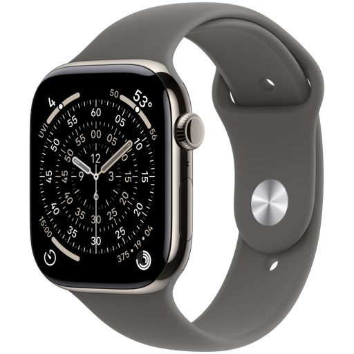 Apple Watch Series 11 GPS + Cellular 46mm Natural Titanium Case with Stone Grey Sport Band - S/M,Model A3337