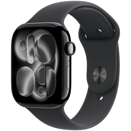 Apple Watch Series 11 GPS + Cellular 46mm Jet Black Aluminium Case with Black Sport Band - S/M,Model A3337