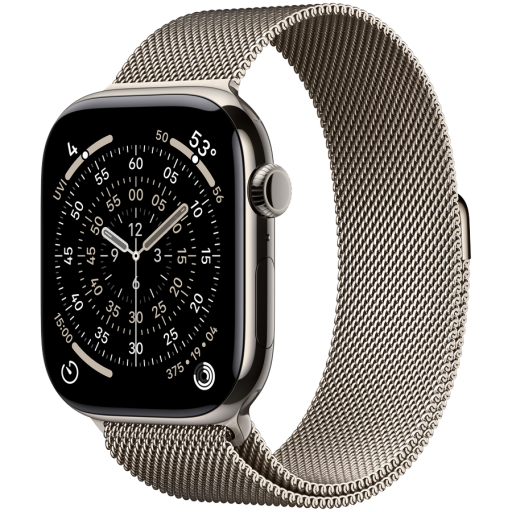 Apple Watch Series 11 GPS + Cellular 46mm Natural Titanium Case with Natural Milanese Loop - M/L,Model A3337
