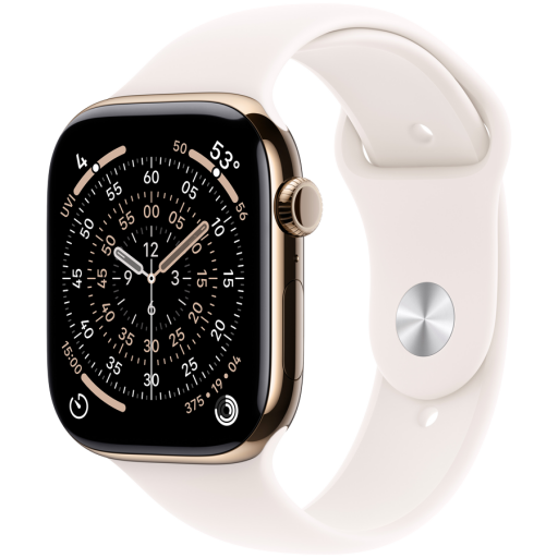 Apple Watch Series 11 GPS + Cellular 46mm Gold Titanium Case with Light Blush Sport Band - S/M,Model A3337