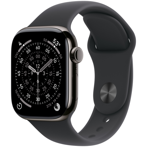 Apple Watch Series 11 GPS + Cellular 42mm Slate Titanium Case with Black Sport Band - S/M,Model A3335