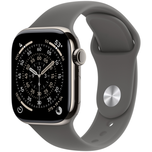 Apple Watch Series 11 GPS + Cellular 42mm Natural Titanium Case with Stone Grey Sport Band - S/M,Model A3335