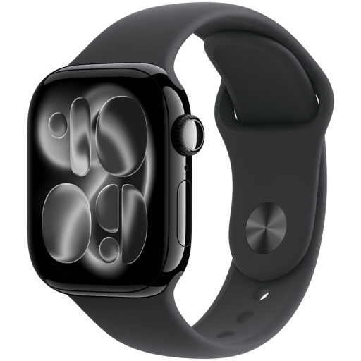 Apple Watch Series 11 GPS + Cellular 42mm Jet Black Aluminium Case with Black Sport Band - M/L,Model A3335