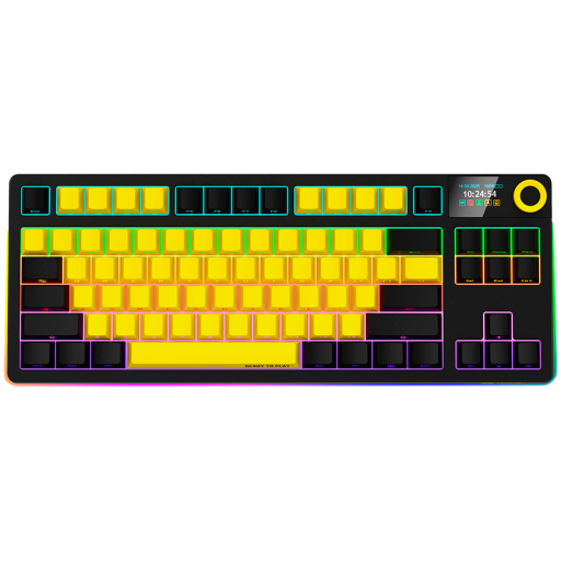 LORGAR KBP70TKLW, Wireless TKL Mechanical Gaming Keyboard Pro, Black/yellow, EN layout