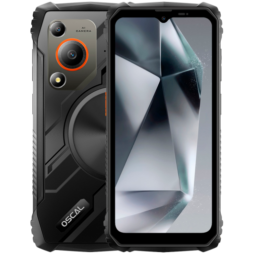 OSCAL Rugged smarthone Marine 1 LTE 6.56-inch HD 720x1612 90Hz Octa-core T615 up to 1.8 GHz RAM 4GB ROM 128GB Cam Rear 16MP Front 8MP 4G LTE WiFi BT Battery 5100mAh GPS+GLONASS+Beidou+Galileo & IP68/IP69K/MIL-STD-810H Android 15 Black