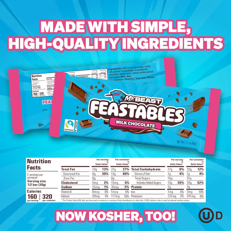 Mr. Beast Feastables Milk Crunch Chocolate Bar 60g - pack view