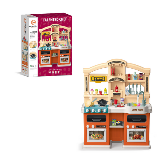 Cogo - Orange Pretend & Play Kitchen Set - 77 Accessories