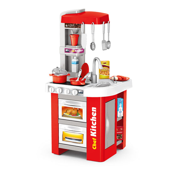 Cogo - Red Pretend & Play Kitchen Set with Light, Sound & Effects - 49 Accessories
