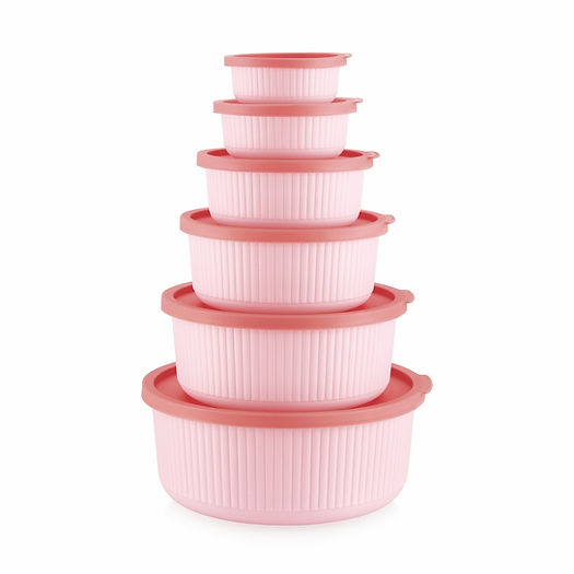 MASTERCOOK MARINA 6PC ROUND CONTAINER SET- PINK MCH 03