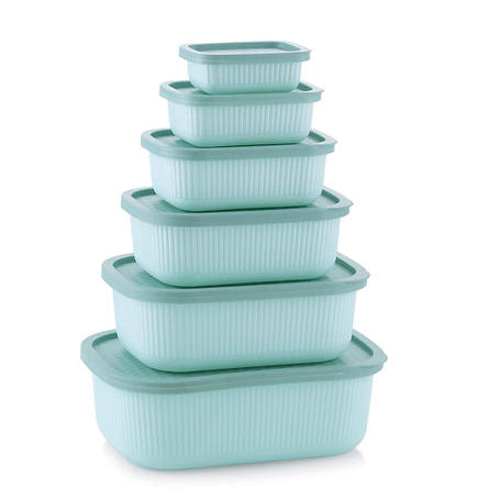 MASTERCOOK MARINA 6PC RECTANGULAR CONTAINER SET- GREEN MCH 10