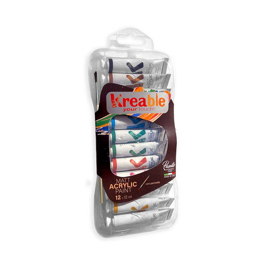 Toy Color - Plastic Box Of 12 Matt Acrylic Tubes 12 ml
