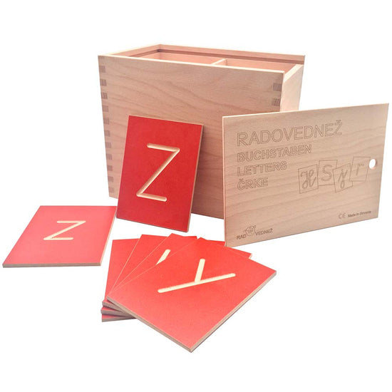 Little Sprouts By Greenbean - Grooved Letter Plates - Upper & Lower Case Cursive Letters - 52pcs - Solid Beech Wood