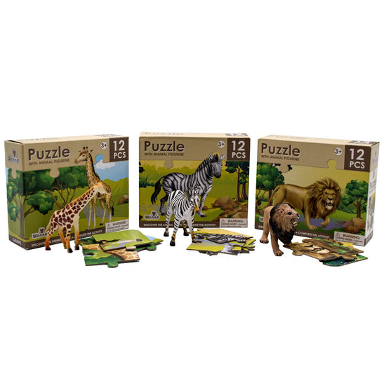 National Geographic - Puzzles with Toy Set - 3 Puzzles and 3 Fig