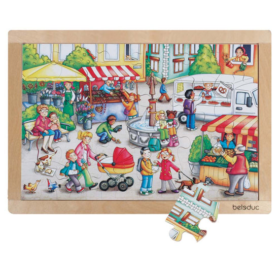 Beleduc - Frame Puzzle - Market - 24pcs