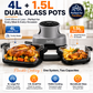 Feelive Crispy Dual Glass Digital Air Fryer 4L + 1.5L | 1500W | 4-in-1 Healthy Oil-Free Cooking AF534T