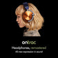 Person wearing ontrac headphones with a black background