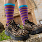 Swole Panda Bamboo Socks Purple & Yellow Striped