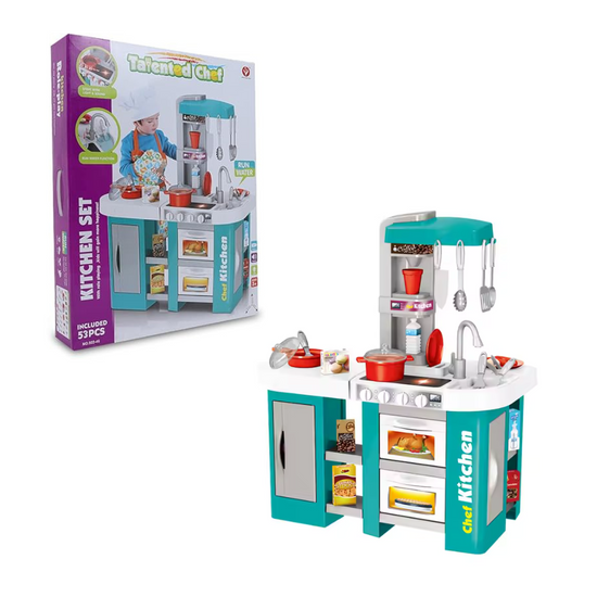 Cogo - Blue Pretend & Play Kitchen Set - 53 Accessories