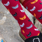 Swole Panda Bamboo Socks Red Cat