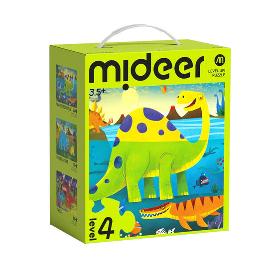Mideer - 3-in-1 Level Up Puzzle: Level 4 Dinosaurs World