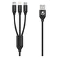 Volkano Weave Series 1M 3-in-1 Charge Cable Black