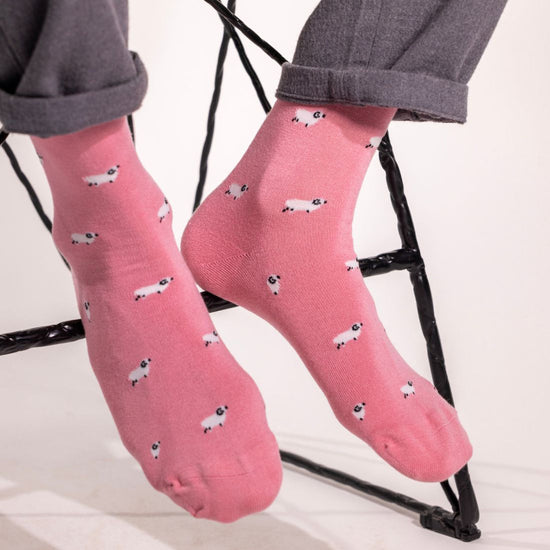Swole Panda Pink Sheep Bamboo Socks Size 4-7