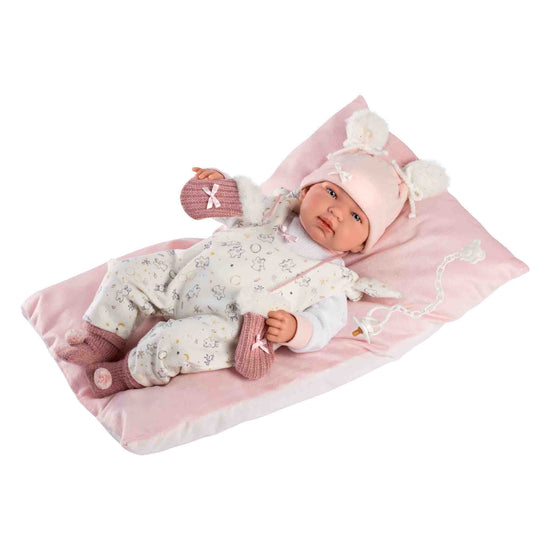Llorens - Baby Girl Doll with Pink Blanket, Clothing & Accessories: Tina - 44cm (Mechanism Optional)