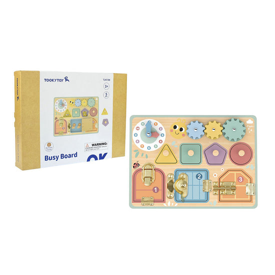 TookyToy - Wooden Busy Board - Pastel