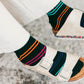 Swole Panda Bamboo Socks Black & Double Fine Striped