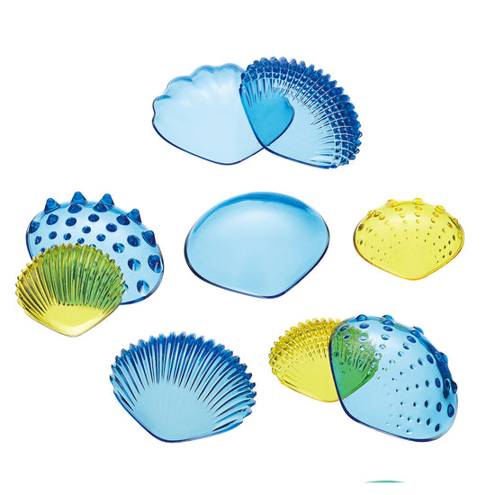 EDX Education - Tactile Shells - Transparent - 6 Tactile Surfaces & 2 Colours - Large & Small - Activity Guide - 48pcs Jar