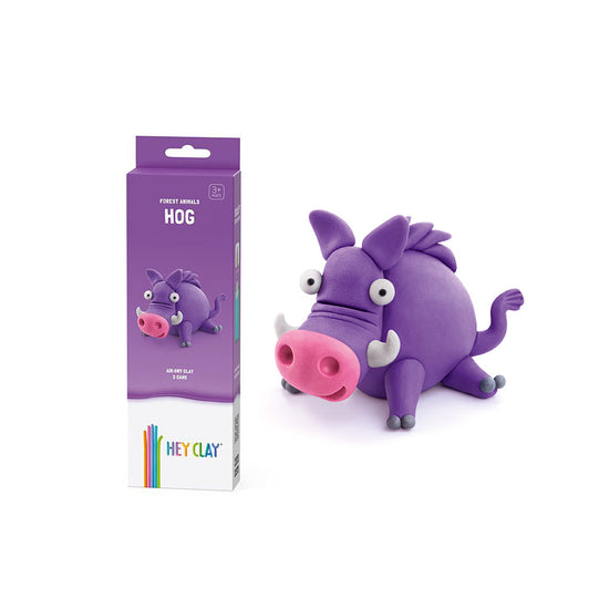 Hey Clay - Modelling Air-Dry Clay with Fun Interactive App - Hog, series Forest Animals, 3 cans