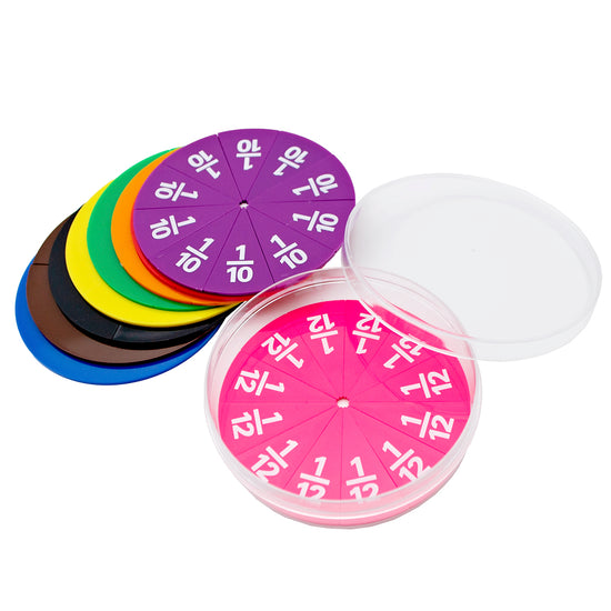 Greenbean Mathematics - Printed Fraction Circles - 51pcs