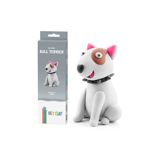 Hey Clay - Modelling Air-Dry Clay with Fun Interactive App - Bull Terrier, Series Dog Story, 3 cans