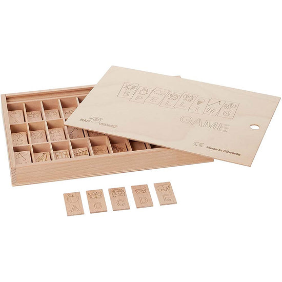 Little Sprouts By Greenbean - Wooden Letter Tiles - Upper & Lower Case - 96pcs in Wooden Box with Cover - Natural Beech Wood