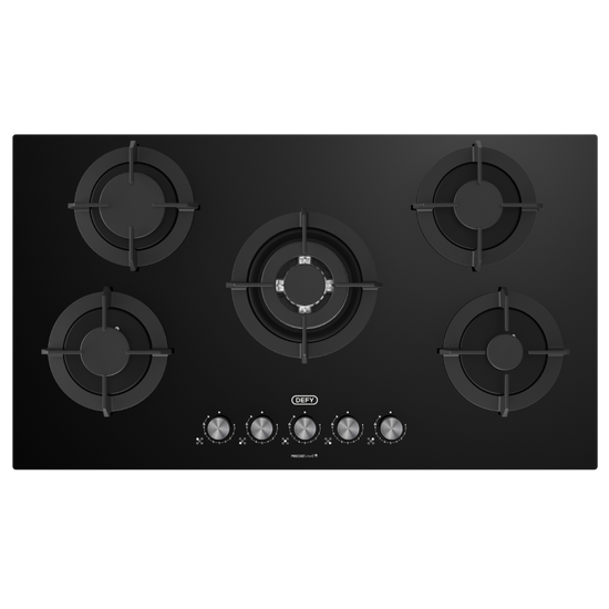Defy 90cm Black Gas on Glass Hob - DHG905
