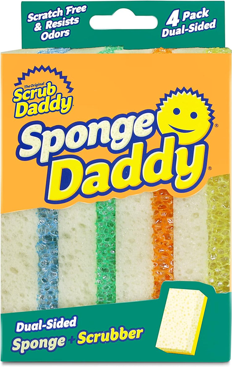 Sponge Daddy 4 pack multi-colour dual-layer sponges