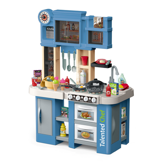 Cogo - Blue Pretend & Play Kitchen Set - 75 Accessories