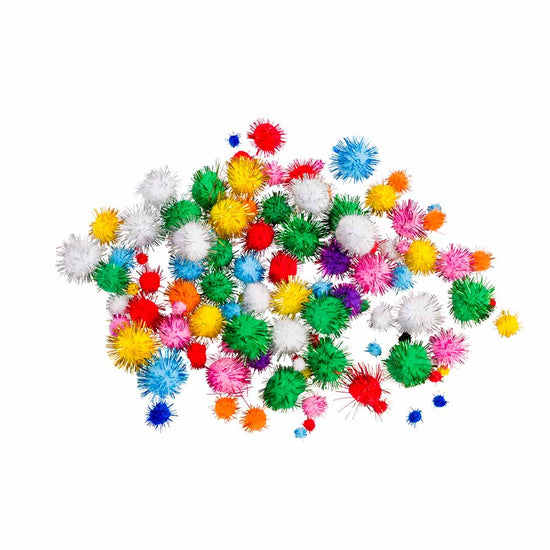 Anthony Peters - Assorted Glitter Pom Poms Jumbo Pack: 100 Pieces