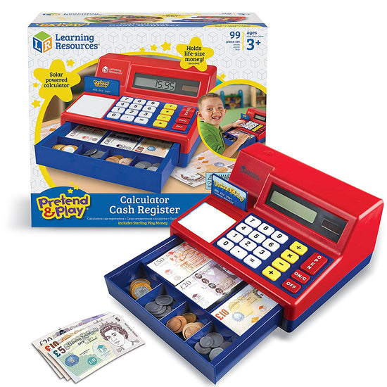 Learning Resources -  Pretend & Playﾂｮ Calculator Cash Register with Euro Currency