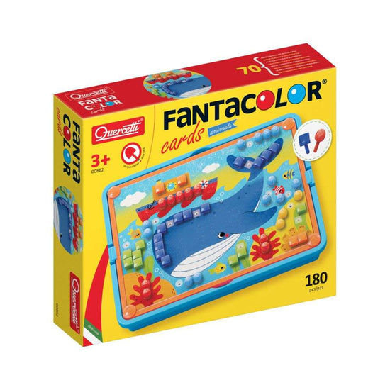 Quercetti - FantaColor Peg Board Set with Animal-Themed Cards