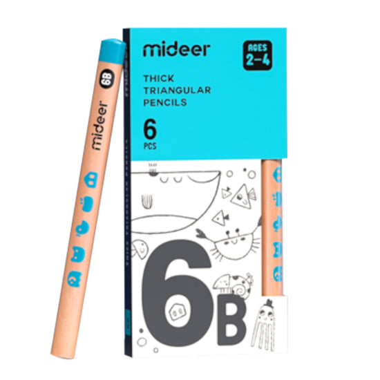 Mideer - Thick Triangular 6B Pencils- 6 Pieces