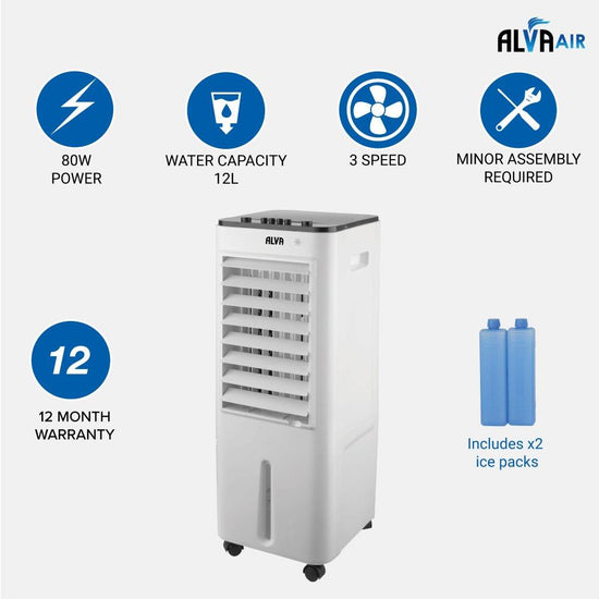Alva 12L Evaporative Air Cooler Fan Humidifier ACS103