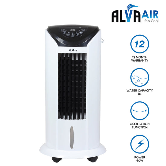 Alva 8L Evaporative Air Cooler Remote Control Timer Fan Humidifier Air Purifier ACS107