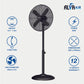 Alva 40cm Metal Telescopic Pedestal Fan 1.2M Tall (Matte Black) ACS201B