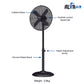 Alva 40cm Metal Telescopic Pedestal Fan 1.2M Tall (Matte Black) ACS201B