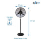 Alva 50cm Industrial Pedestal Fan Metal Telescopic (Matt Black) ACS600